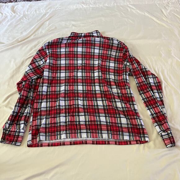 Vtg Y2K 2000s Red Plaid Turtleneck Top Plus Sz XL Holiday Christmas - Picture 6 of 8